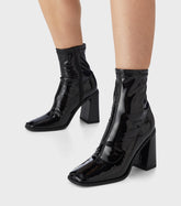 Malin Black Block Heel Sock Boots